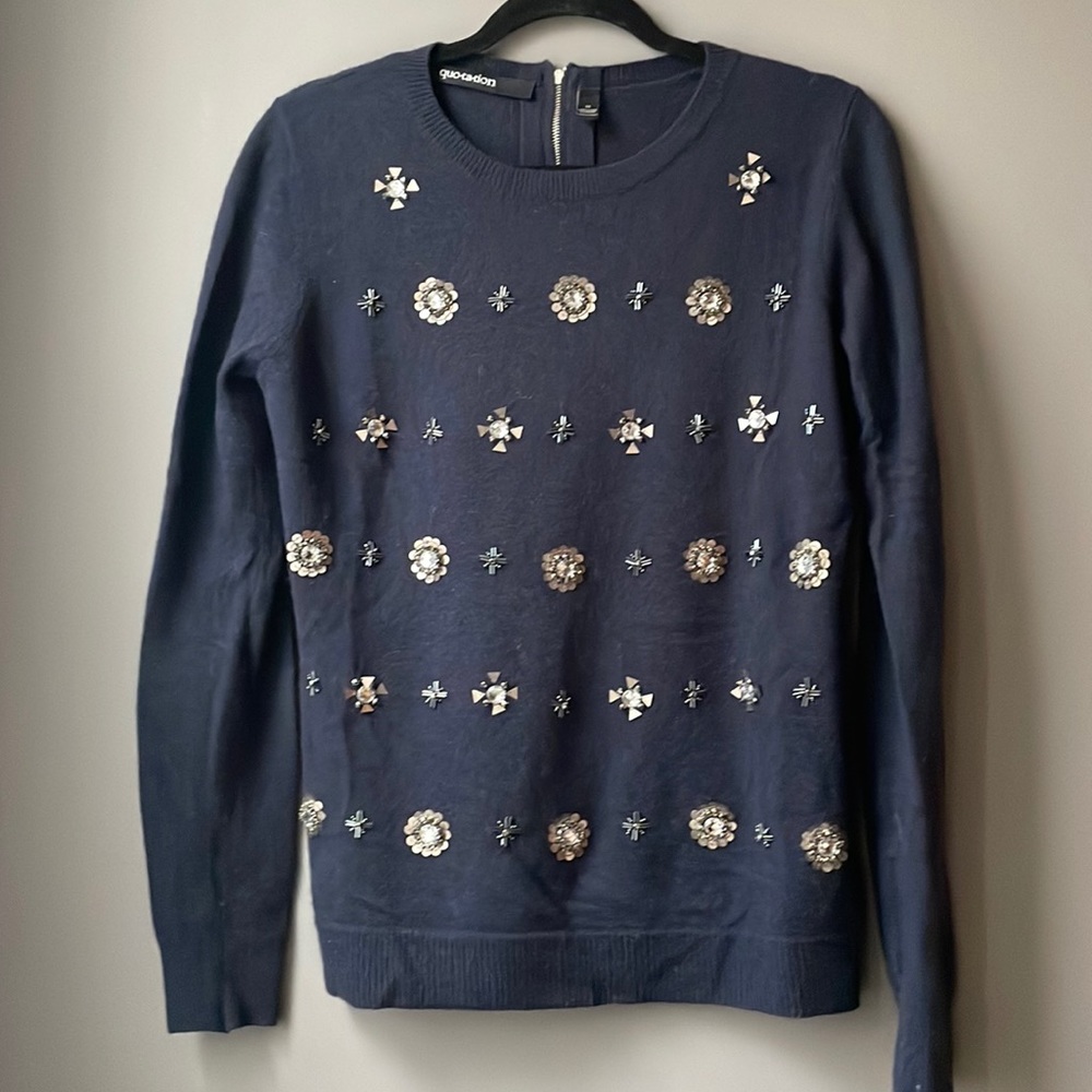 100% Cashmere Sweater with sparkly embellishment
